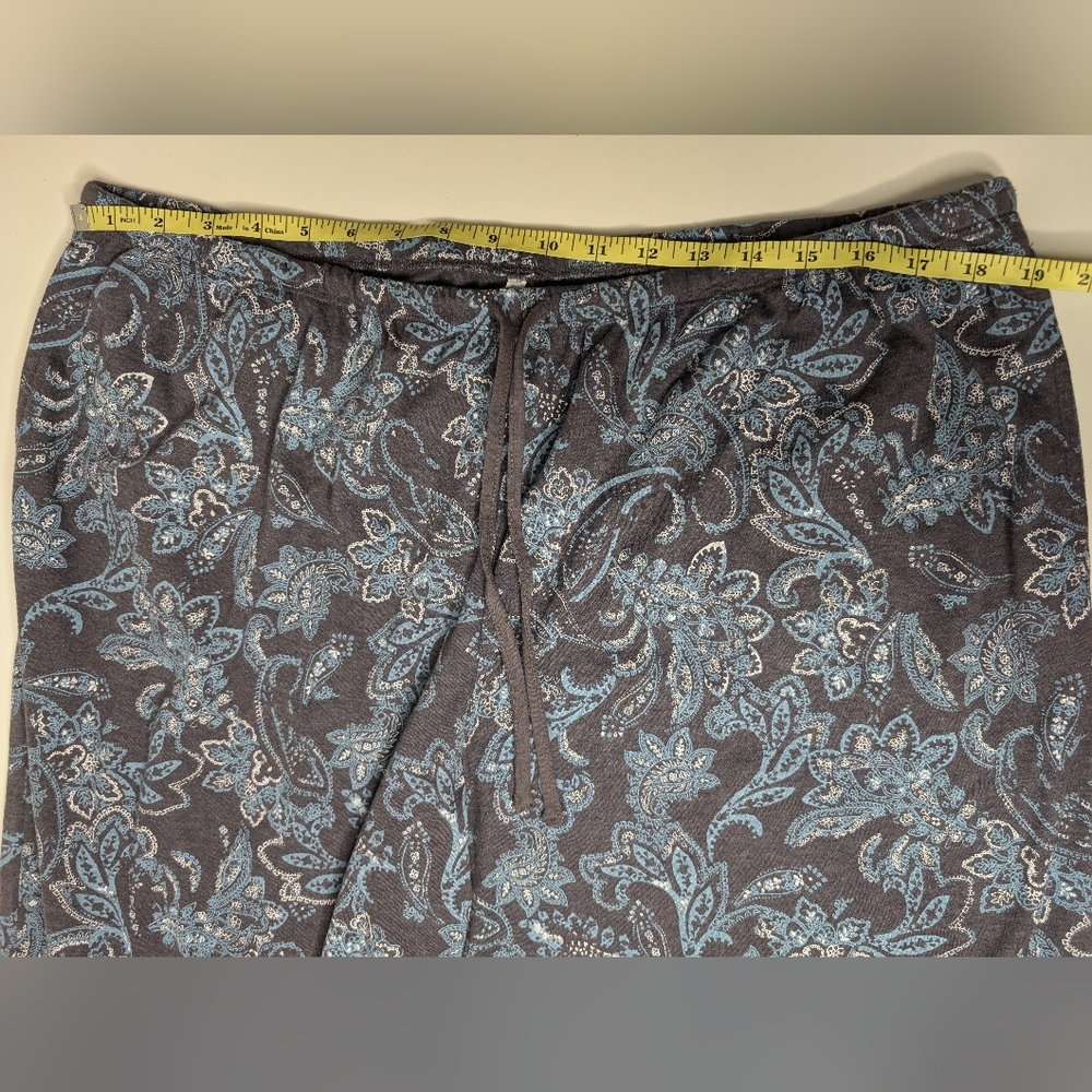 NWOT Unbranded Women Petite 1X Cropped Pajama Pants Dark Grey with Blue Design - Picture 14 of 14